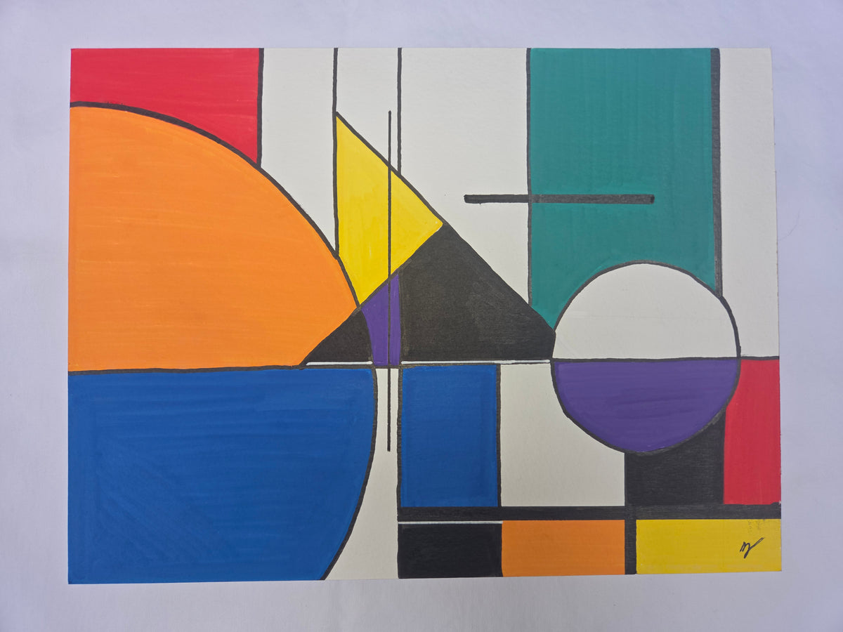 Convergence, original geometric abstract painting by Randy Jeffrey