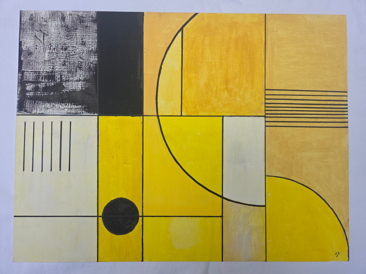 Ochre Study, original geometric abstract painting by Randy Jeffrey