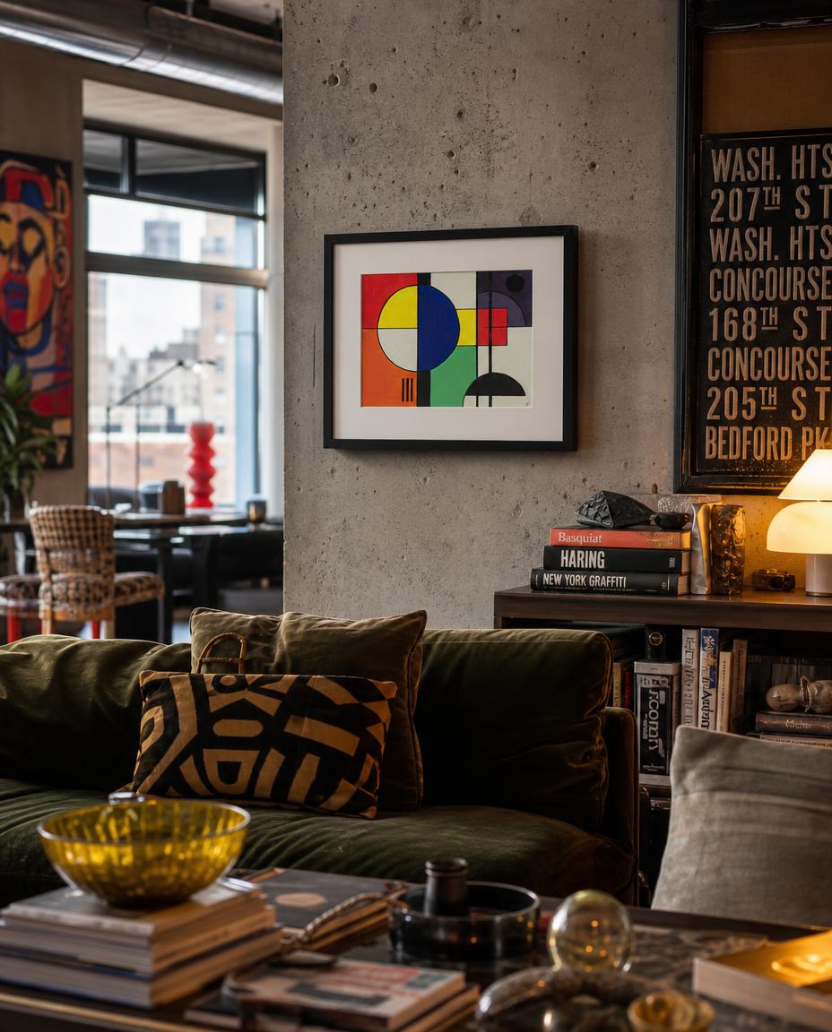 full assembly — digitally staged loft presentation, frame not included
