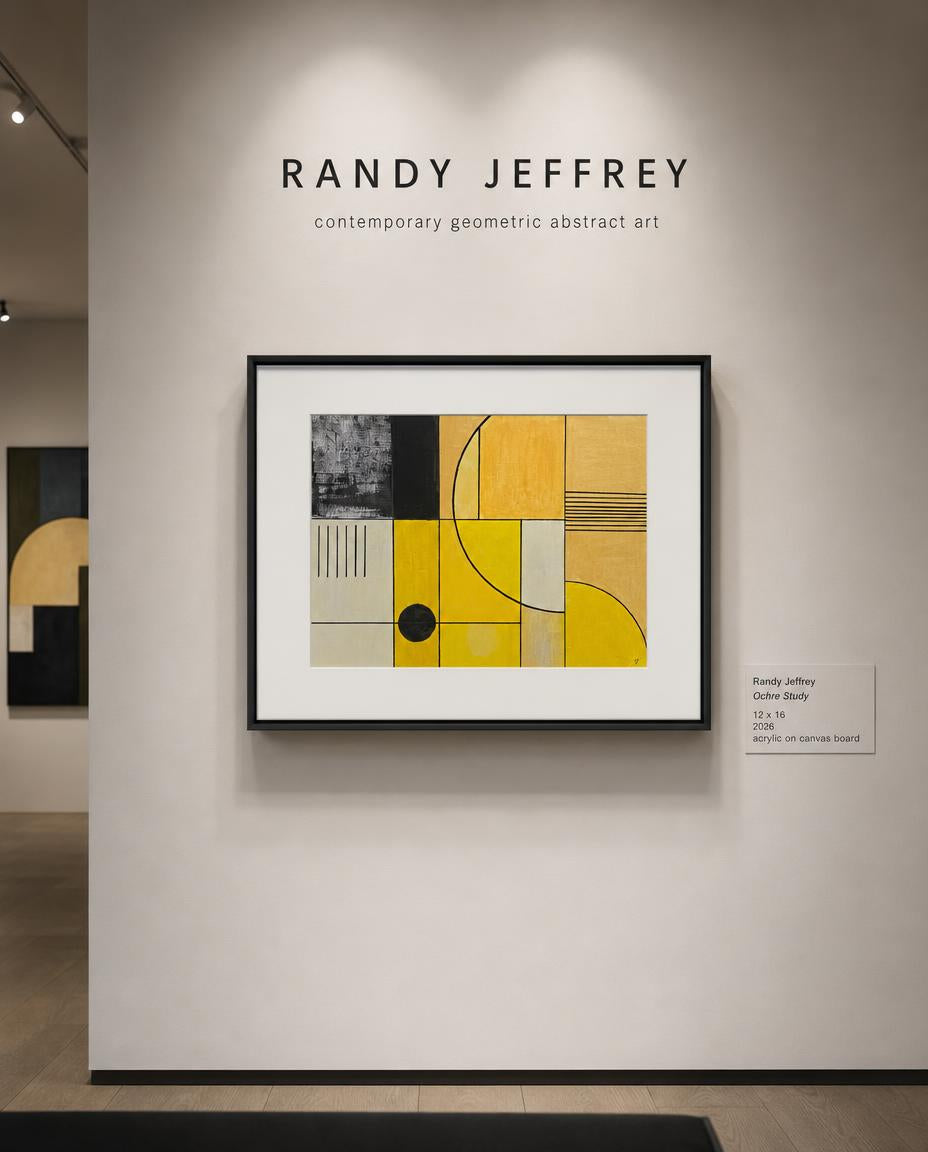 ochre study — digitally staged gallery presentation; artwork sold unframed