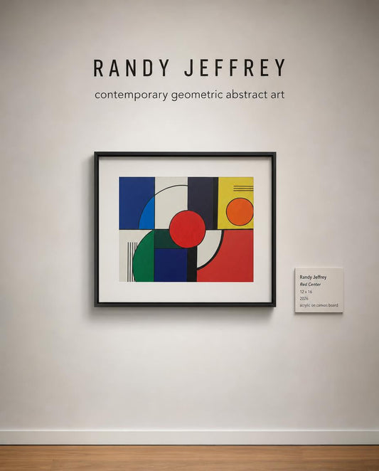red center — digitally staged gallery presentation, frame not included