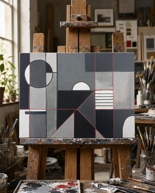 seven angles — digitally staged easel presentation, frame not included