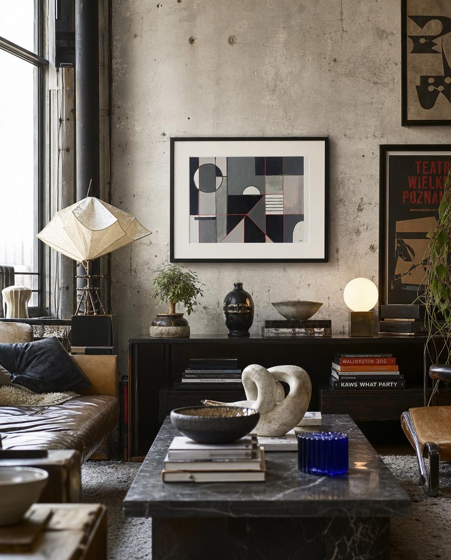 seven angles — digitally staged loft presentation, frame not included