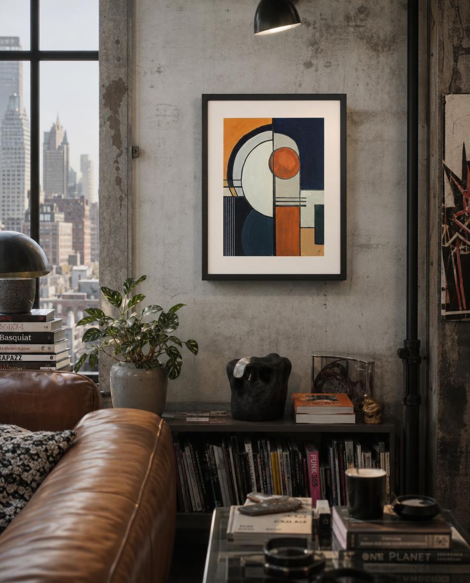 The Damage is Done — digitally staged loft presentation; frame not included